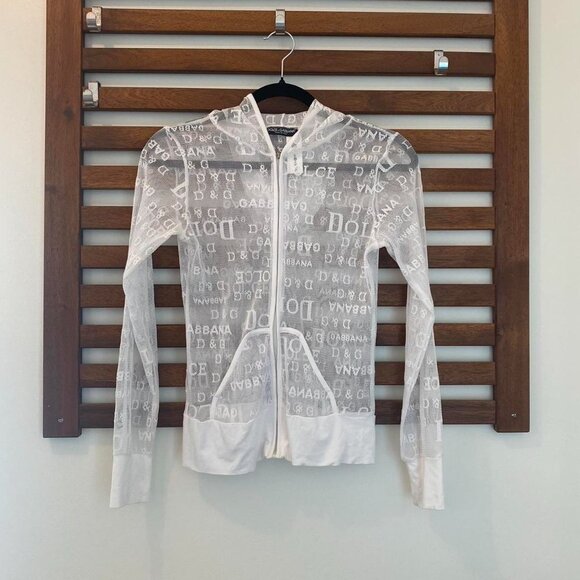 Dolce & Gabanna sheer monogram zip-up hoodie - Picture 1 of 8